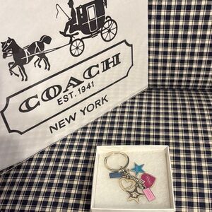 Coach Silver and Pink Charm Keychain